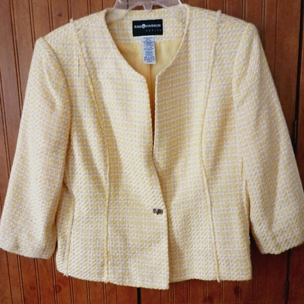SAG HARBOR VINTAGE PETITE TWEED JACKET Size 10P